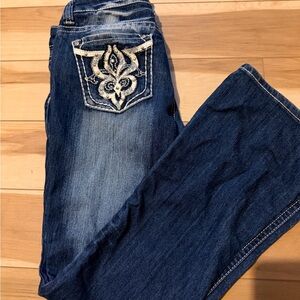 Soundgirl Dark Blue Boot Cut Jeans with Embroidery